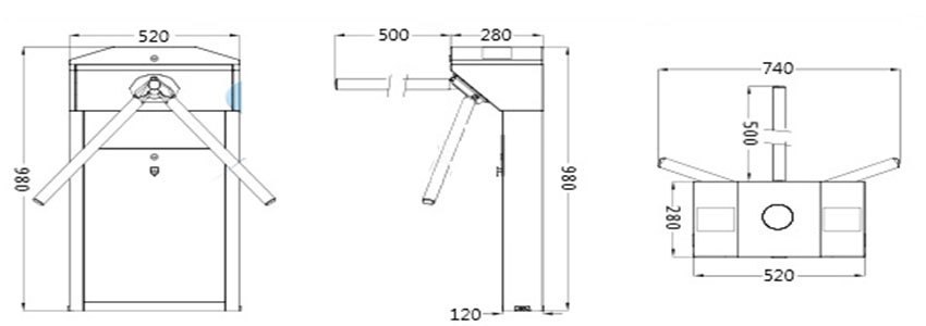 Single-Lane Tripod Turnstile Without any Controller inside - ZKTeco 